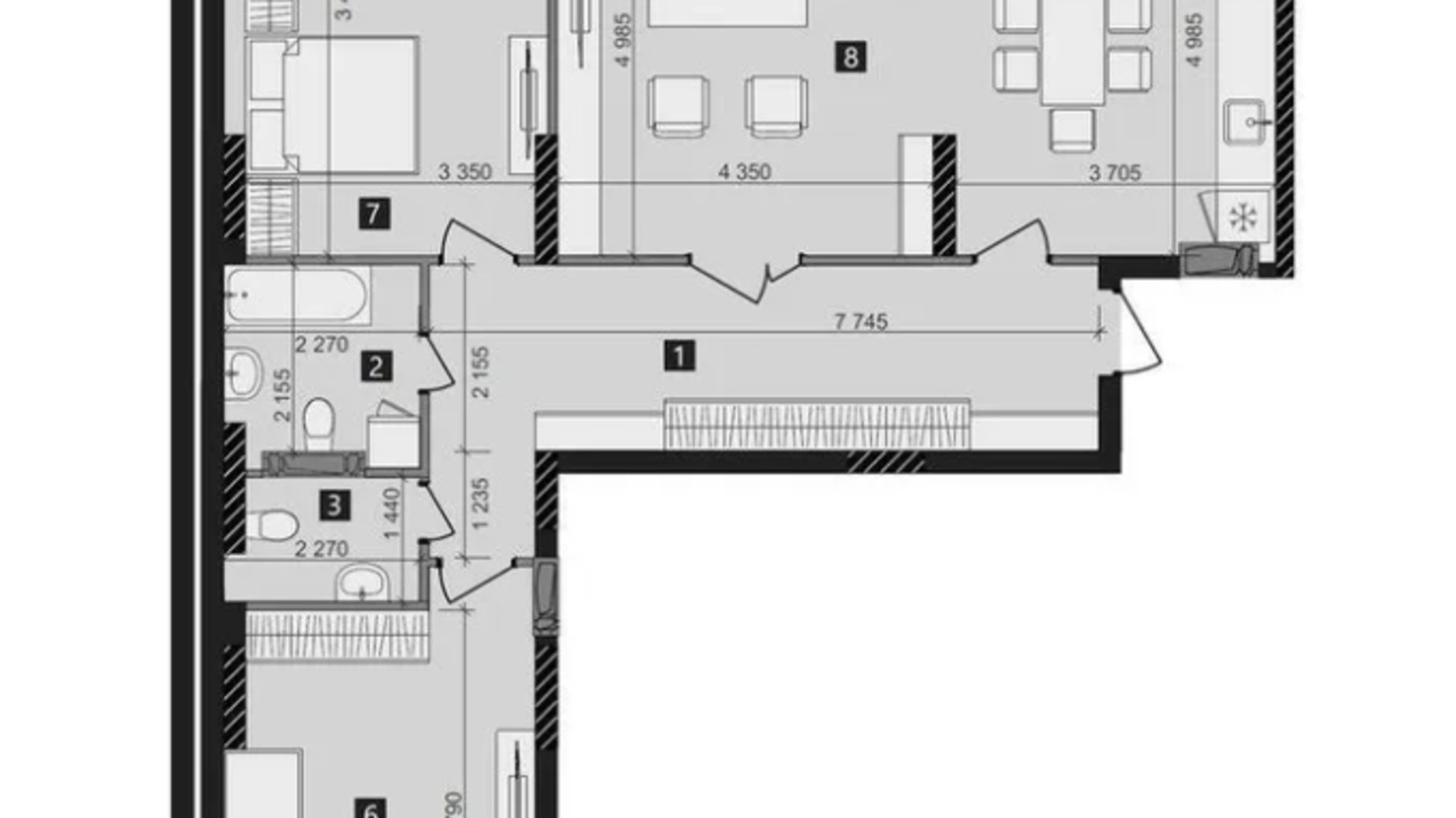 Планування 3-кімнатної квартири в ЖК Liko-Grad Perfect Town 99.7 м², фото 343596