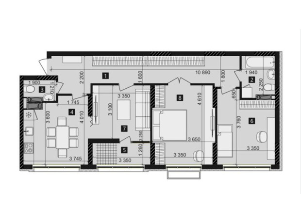 ЖК Liko-Grad Perfect Town: планування 3-кімнатної квартири 84.2 м²
