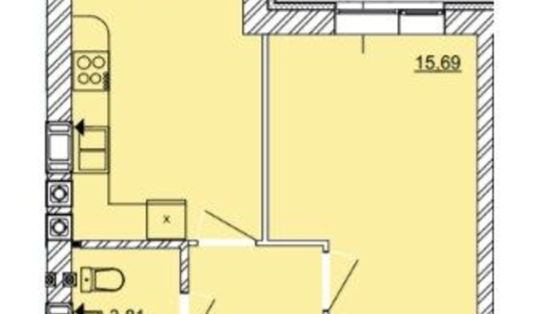 Планування 1-кімнатної квартири в ЖК Найкращий квартал 36.1 м², фото 343701