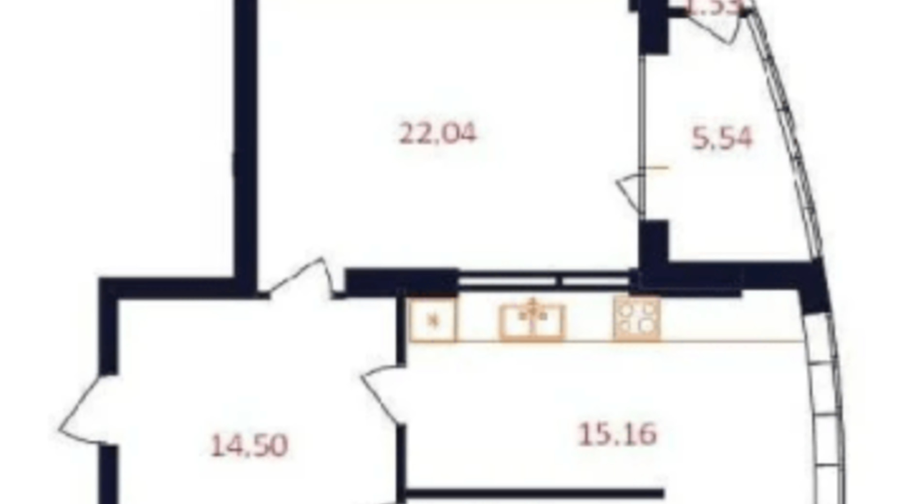 Планировка 2-комнатной квартиры в ЖК The First House 79.55 м², фото 344352