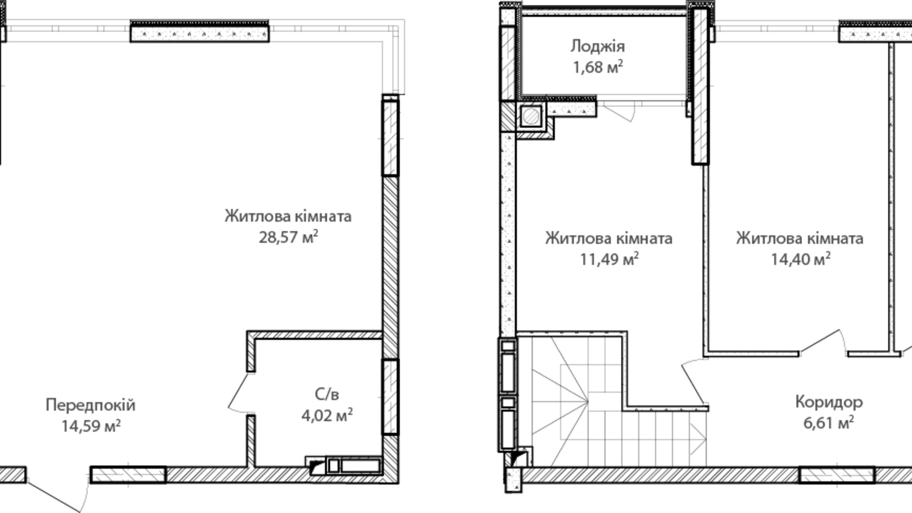 Планировка много­уровневой квартиры в ЖК Синергия Сити 112 м², фото 345032