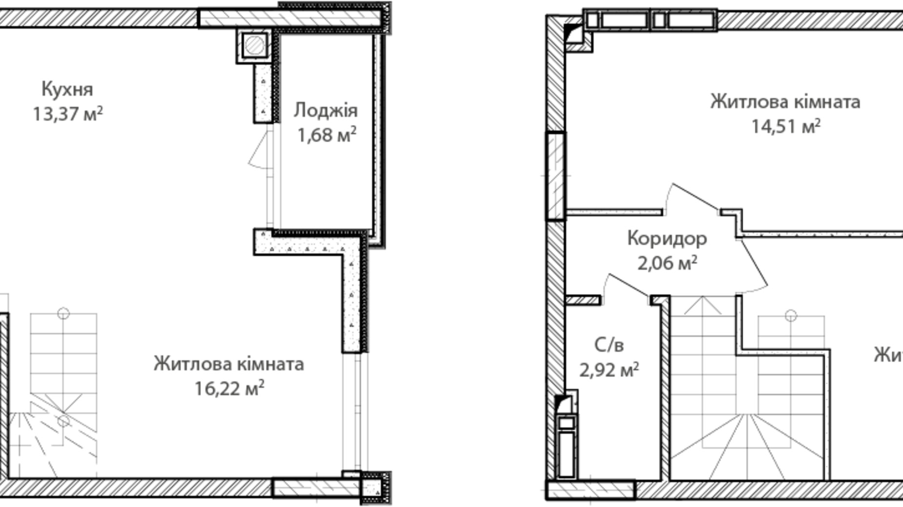 Планування багато­рівневої квартири в ЖК Синергія Сіті 72 м², фото 345043