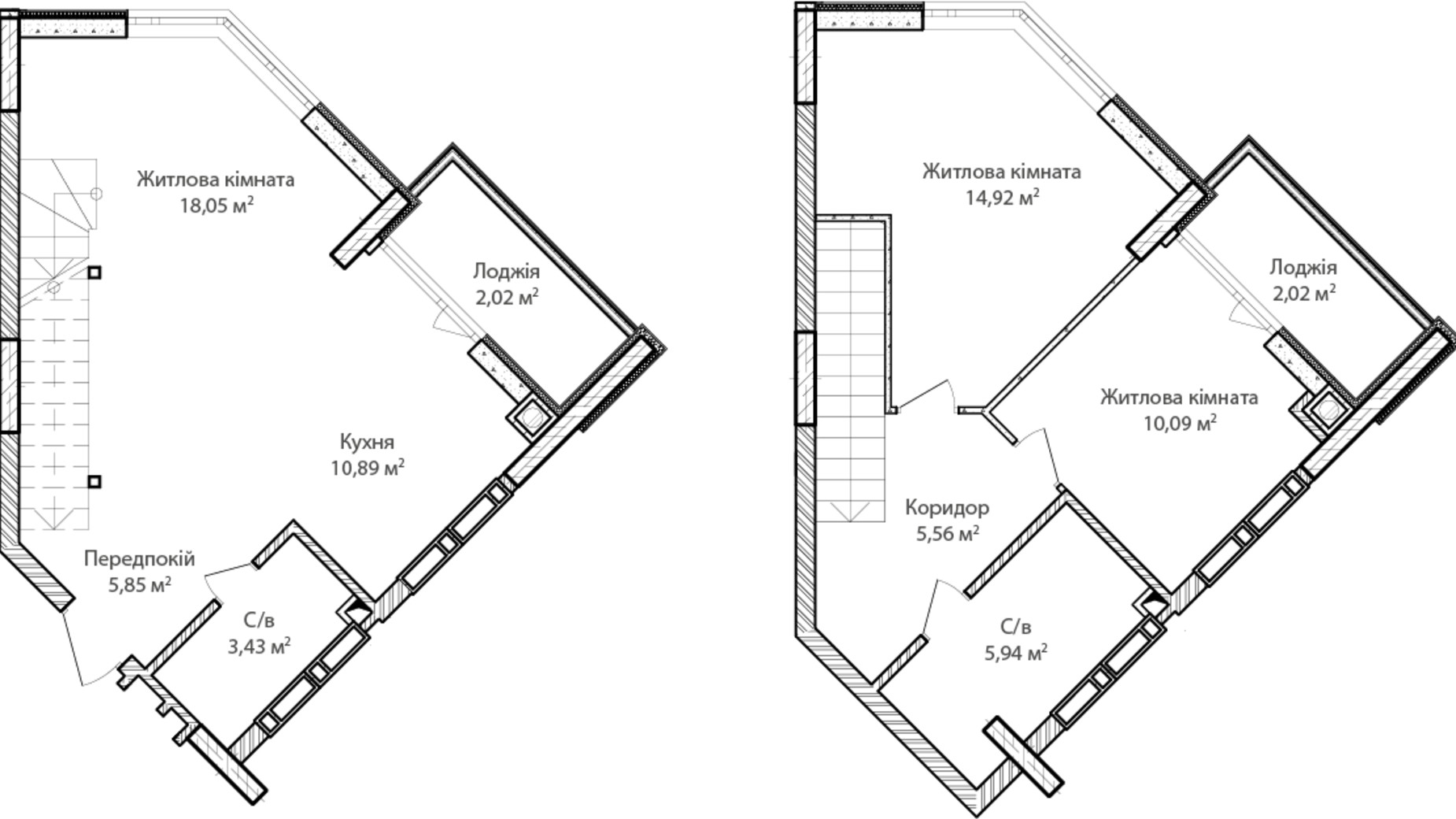 Планировка много­уровневой квартиры в ЖК Синергия Сити 80 м², фото 345048