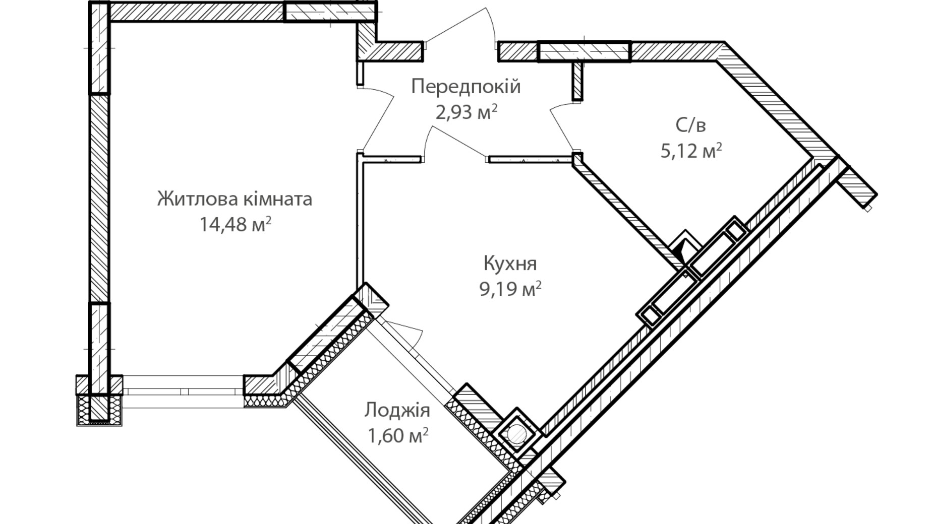 Планировка 1-комнатной квартиры в ЖК Синергия Сити 33 м², фото 345121
