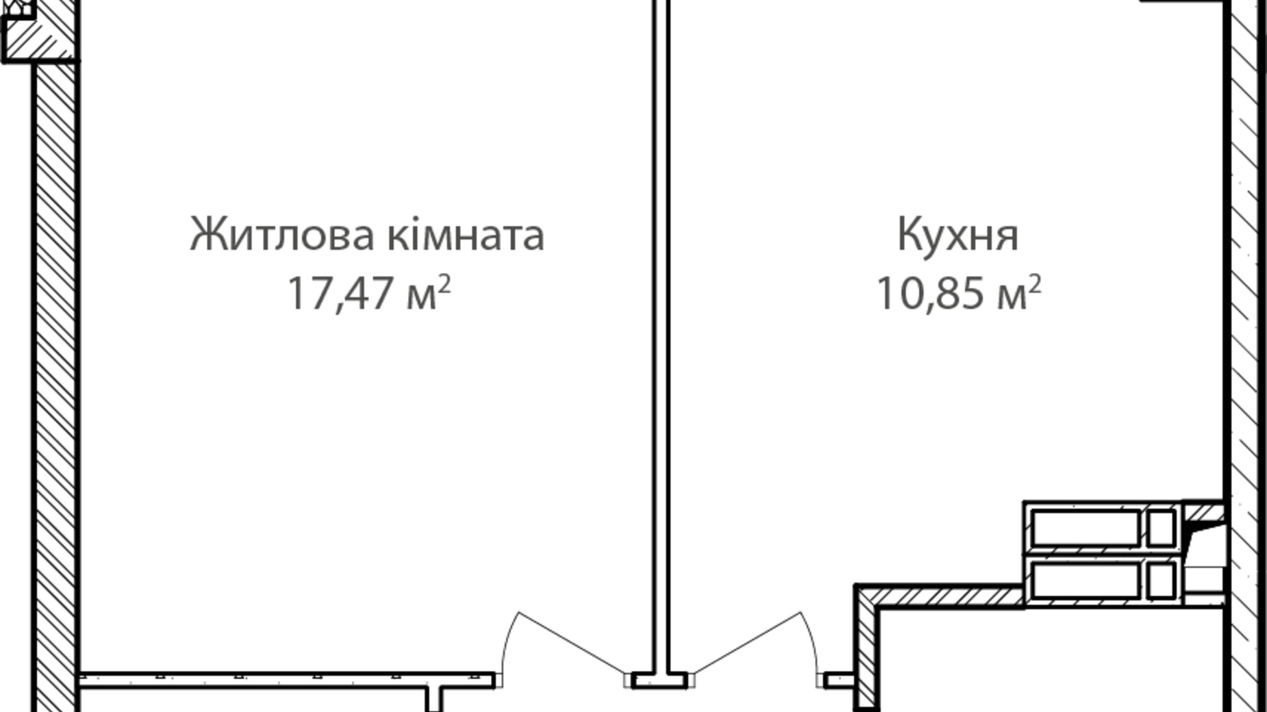 Планування 1-кімнатної квартири в ЖК Синергія Сіті 40 м², фото 345135