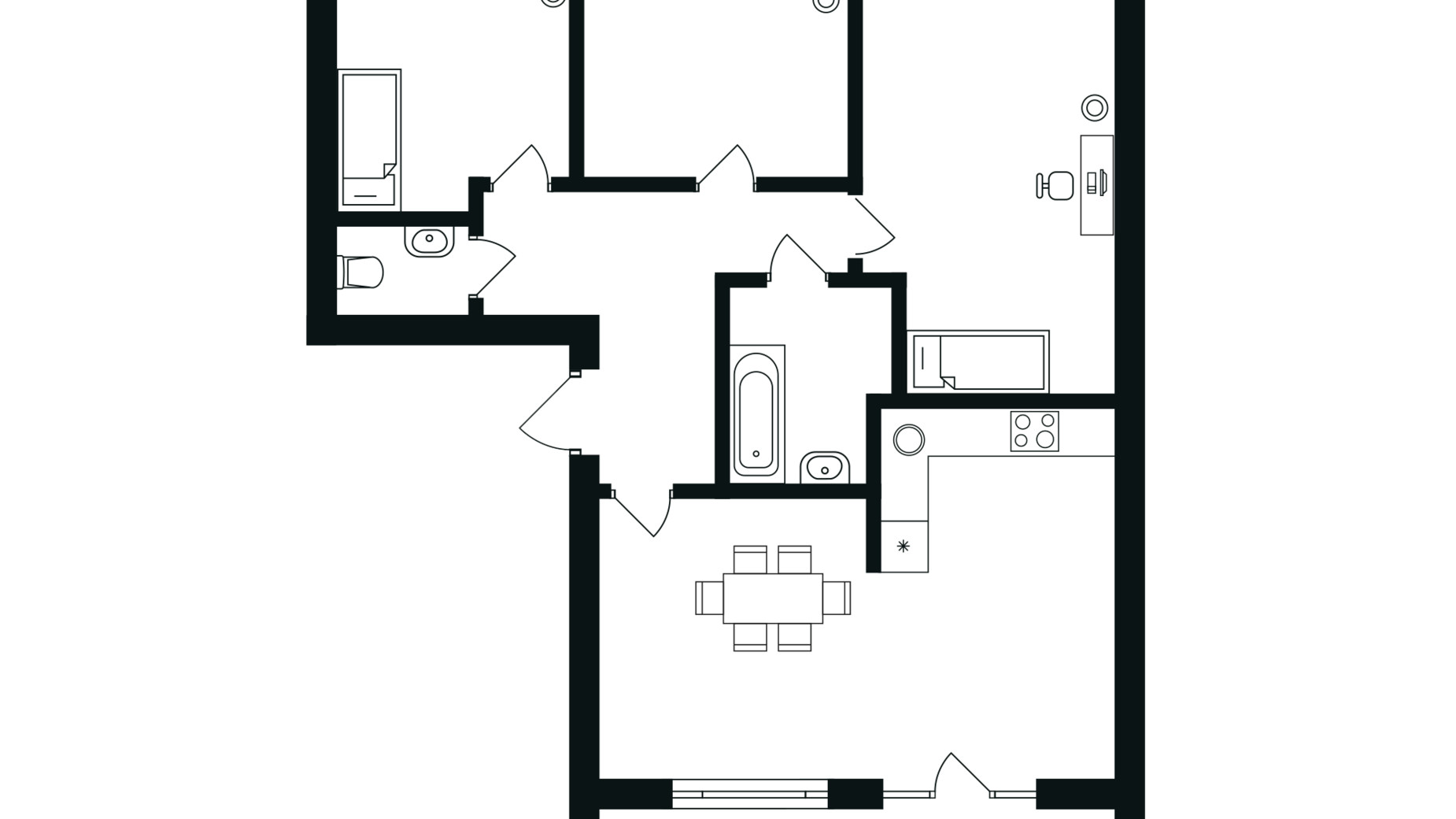 Планування 3-кімнатної квартири в ЖК Гранд Бурже 96.47 м², фото 345401