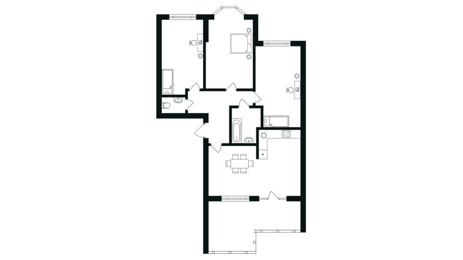 Планировка 3-комнатной квартиры в ЖК Гранд Бурже 96.47 м², фото 345401