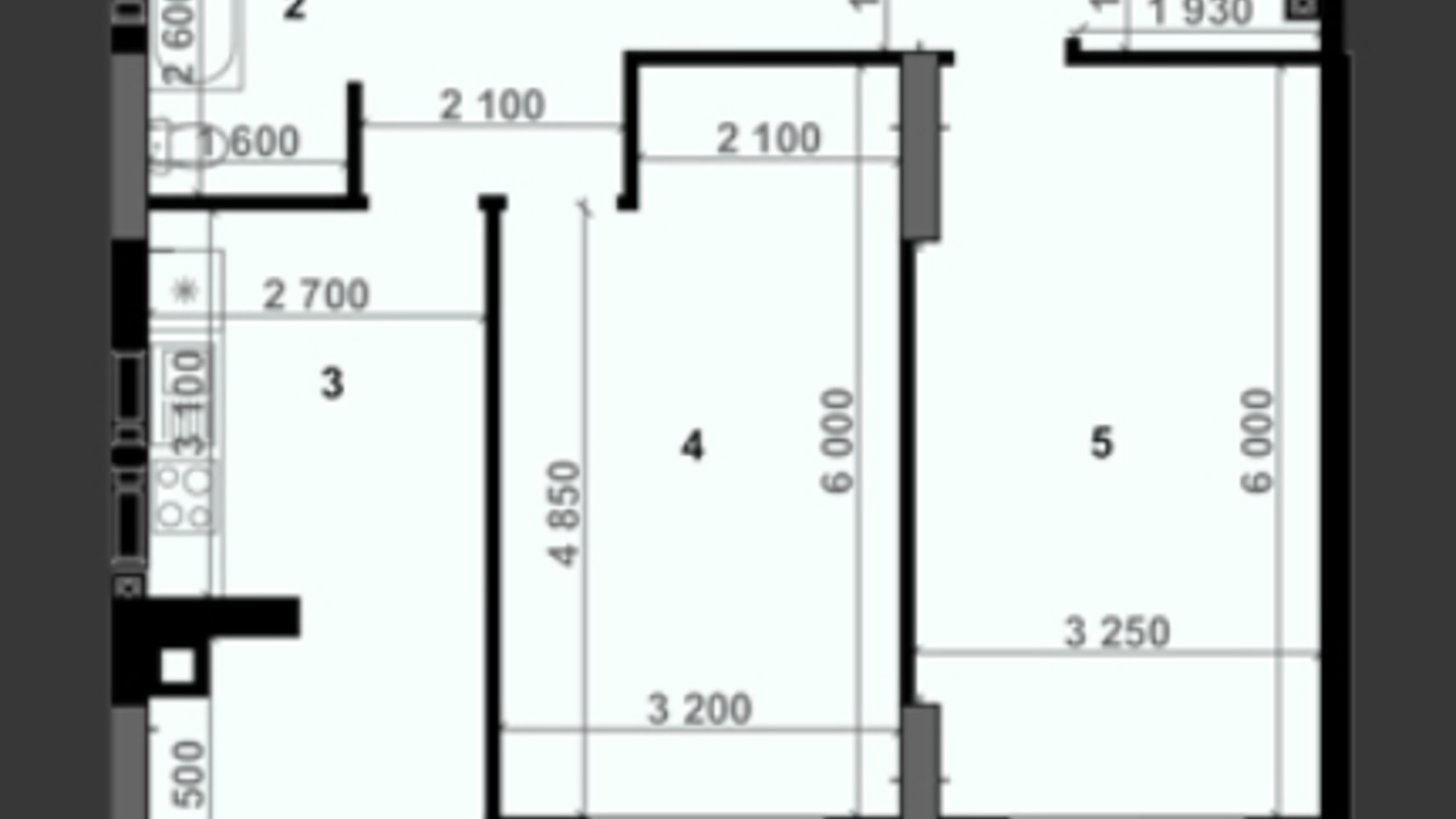 Планировка 2-комнатной квартиры в ЖК Антрацит 70 м², фото 345510