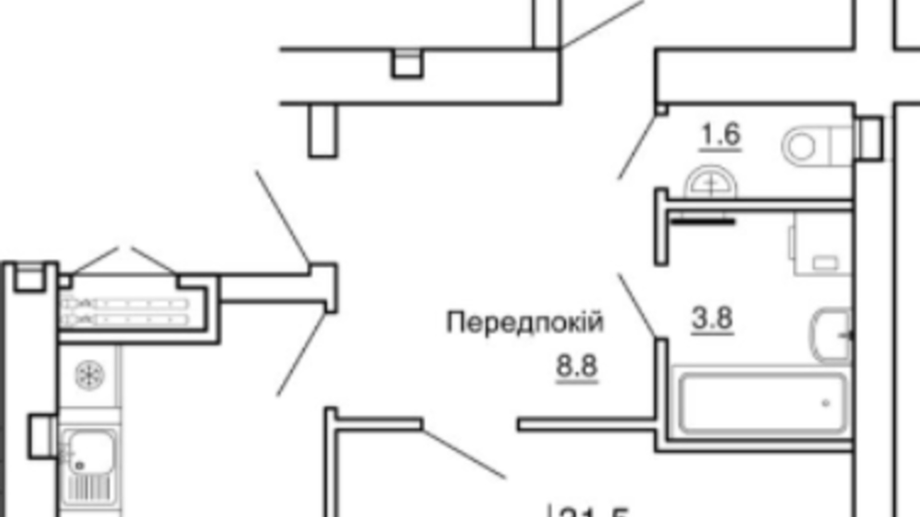 Планування 2-кімнатної квартири в ЖК Happy Дім 59.3 м², фото 345517