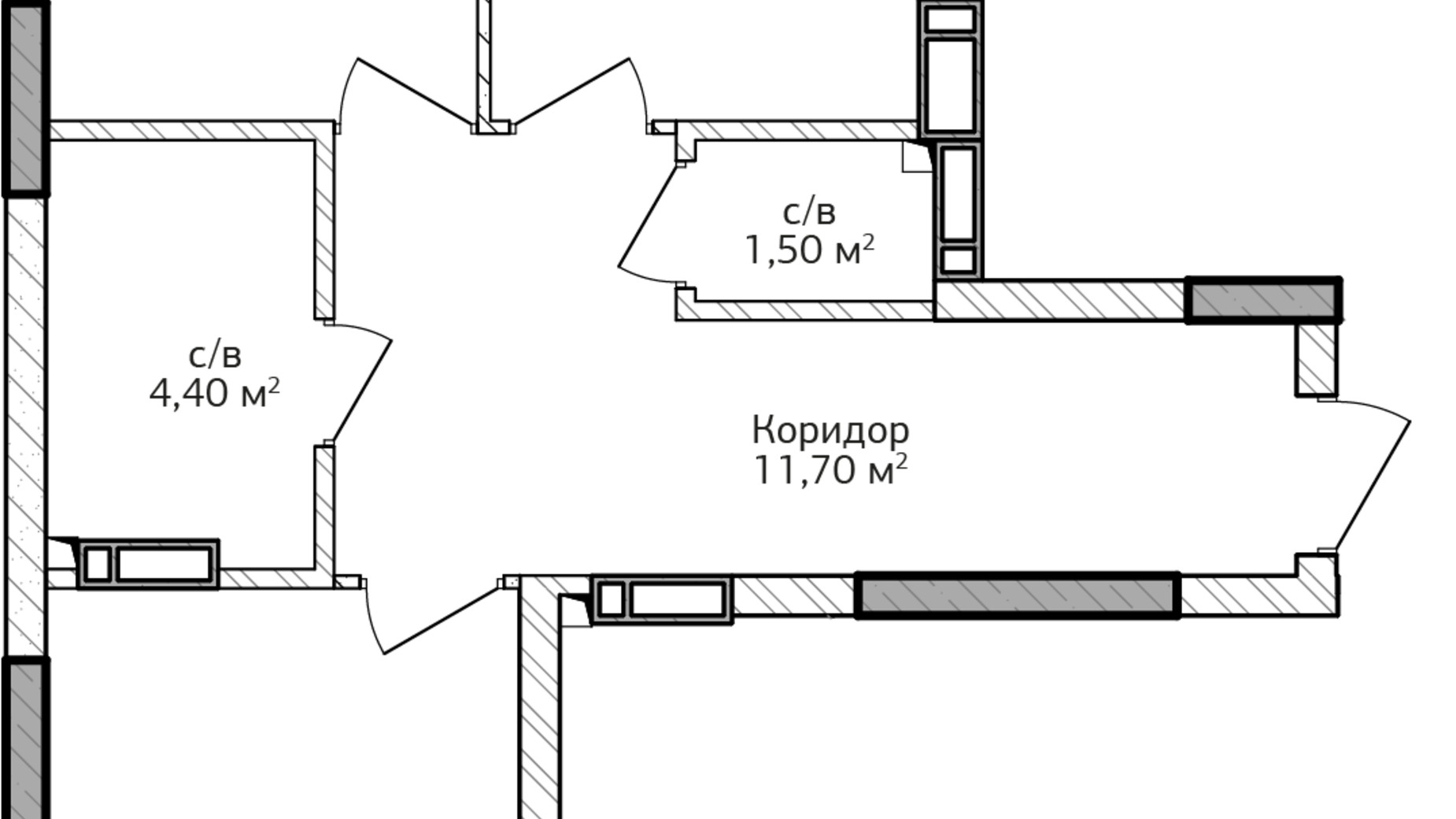 Планировка 2-комнатной квартиры в ЖК City Park 2 59.5 м², фото 345799