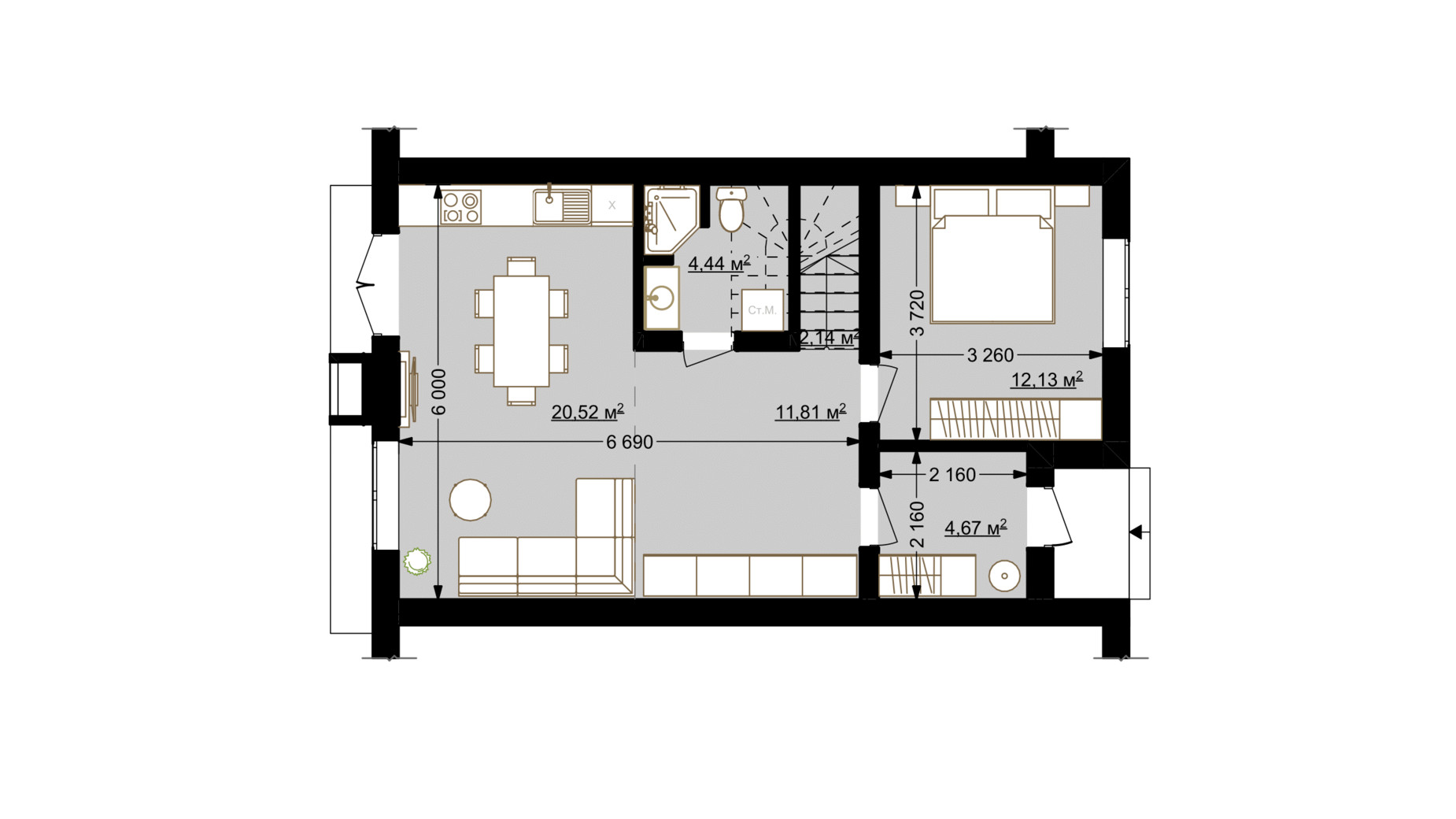Планировка таунхауса в Таунхаус Карамель 111.8 м², фото 345902