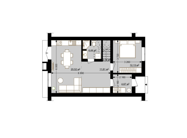 Таунхаус Карамель: планування 4-кімнатної квартири 111.8 м²