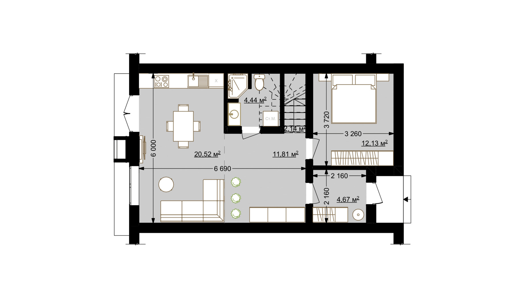 Планировка таунхауса в Таунхаус Карамель 111.8 м², фото 345905
