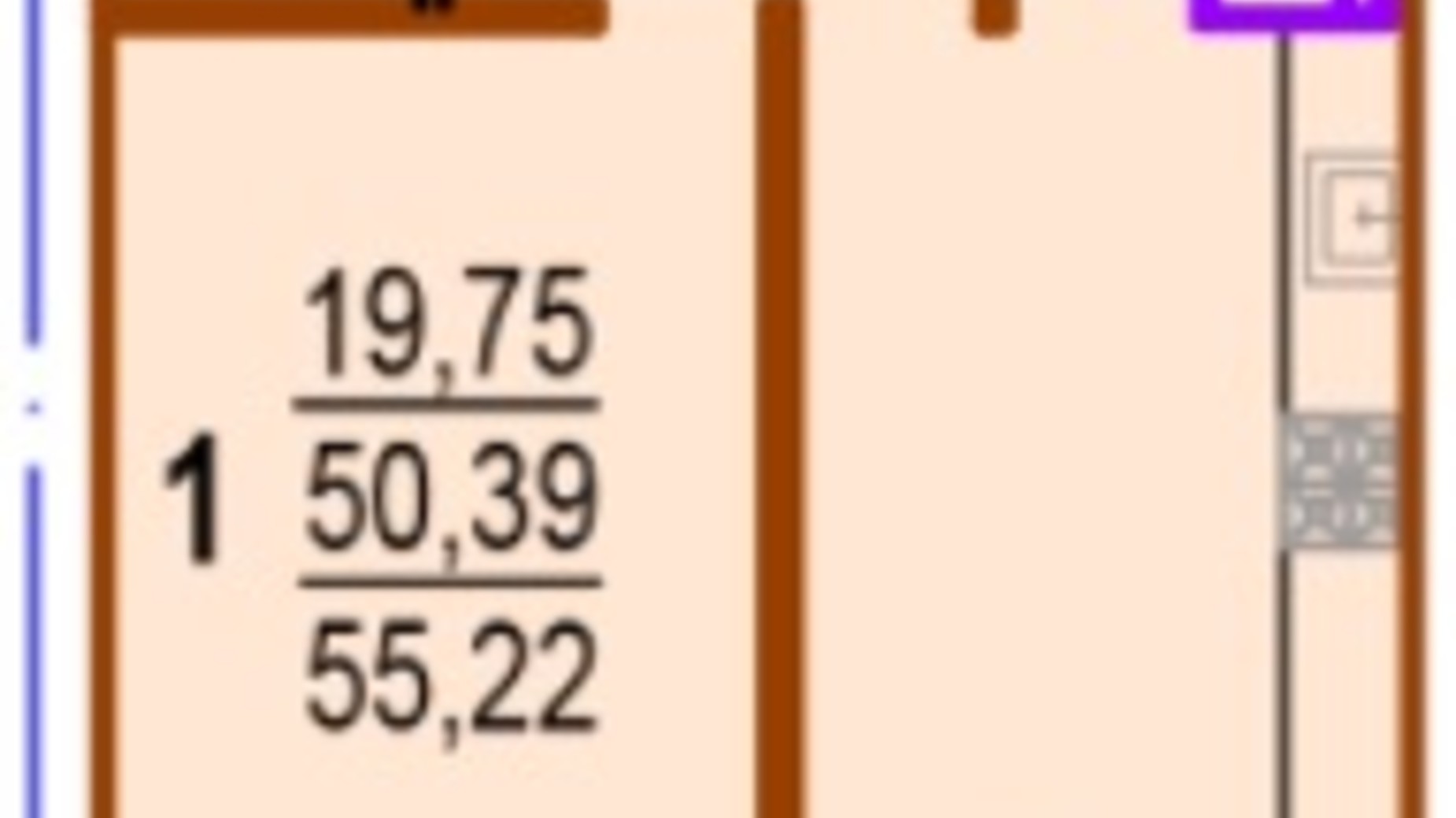 Планування 1-кімнатної квартири в ЖК Шекспіра 55.22 м², фото 345965