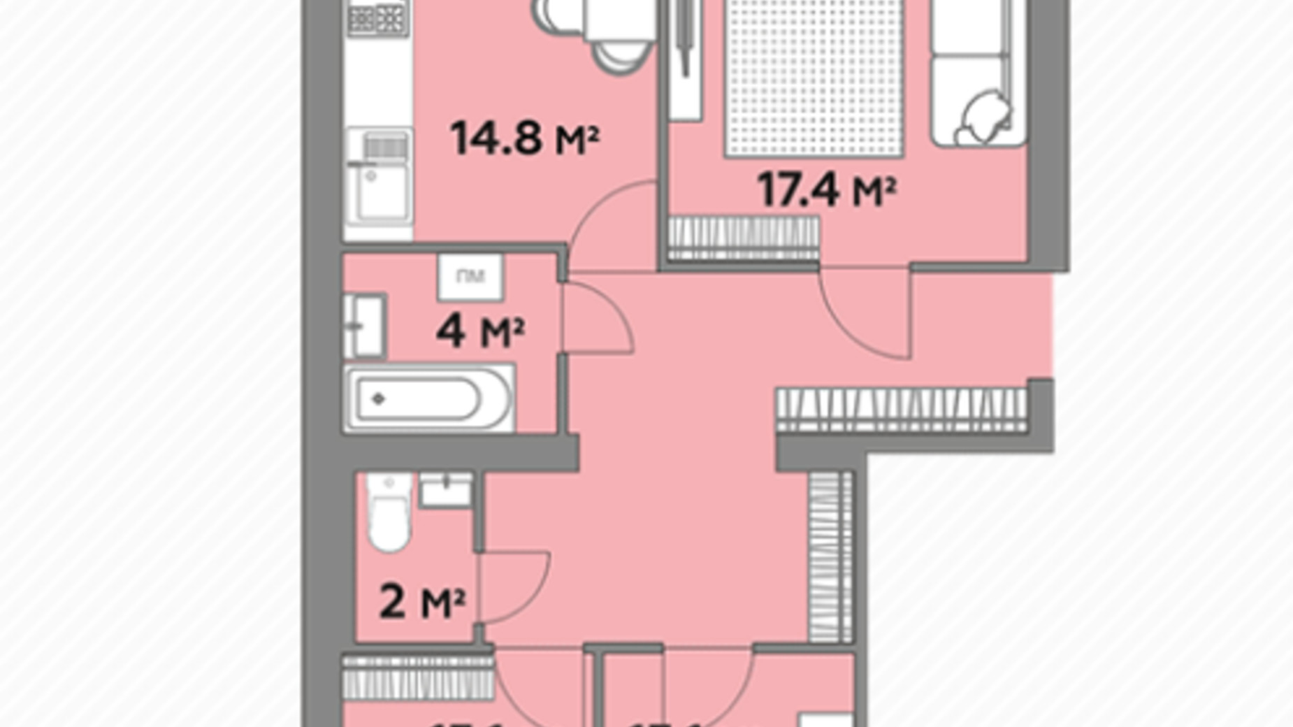 Планування 3-кімнатної квартири в ЖК Яровиця Life 83.6 м², фото 346210