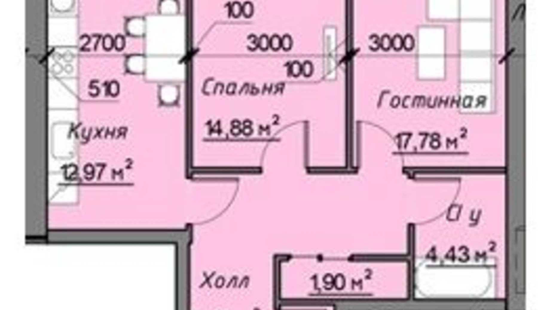 Планування 2-кімнатної квартири в ЖК Кращий Дім 76 м², фото 346508