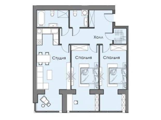 ЖК Лучший Дом: планировка 3-комнатной квартиры 103.2 м²