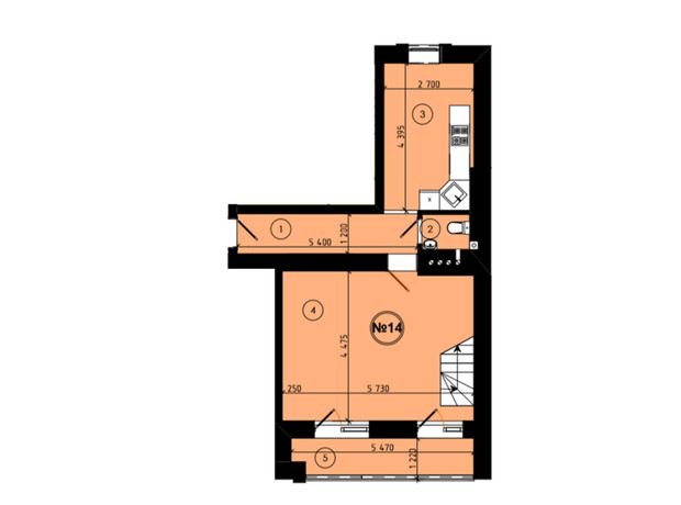 ЖК ул. Шухевича, 9: планировка 2-комнатной квартиры 78 м²