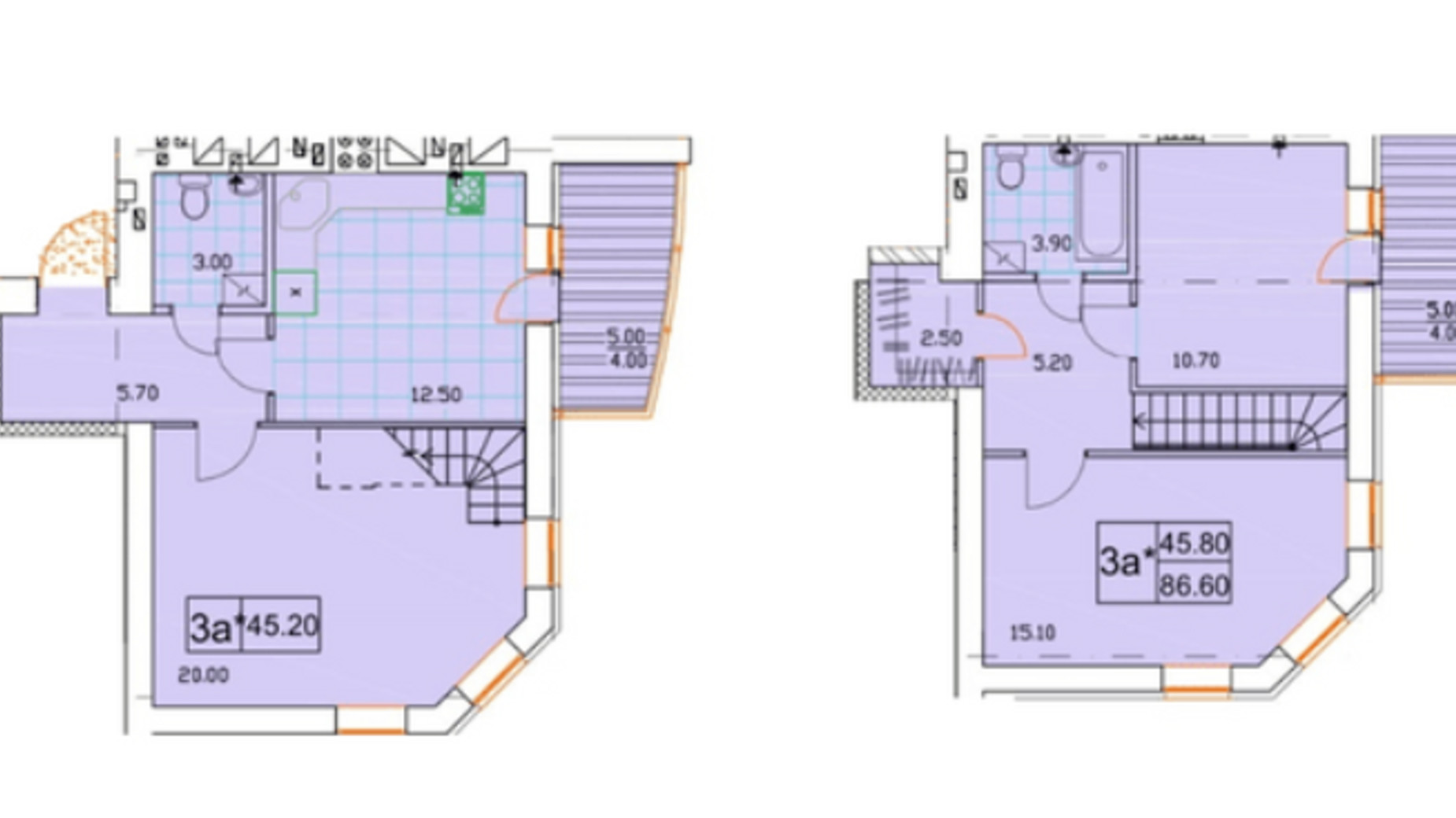 Планування багато­рівневої квартири в ЖК Сонячна Оселя 86.6 м², фото 346863