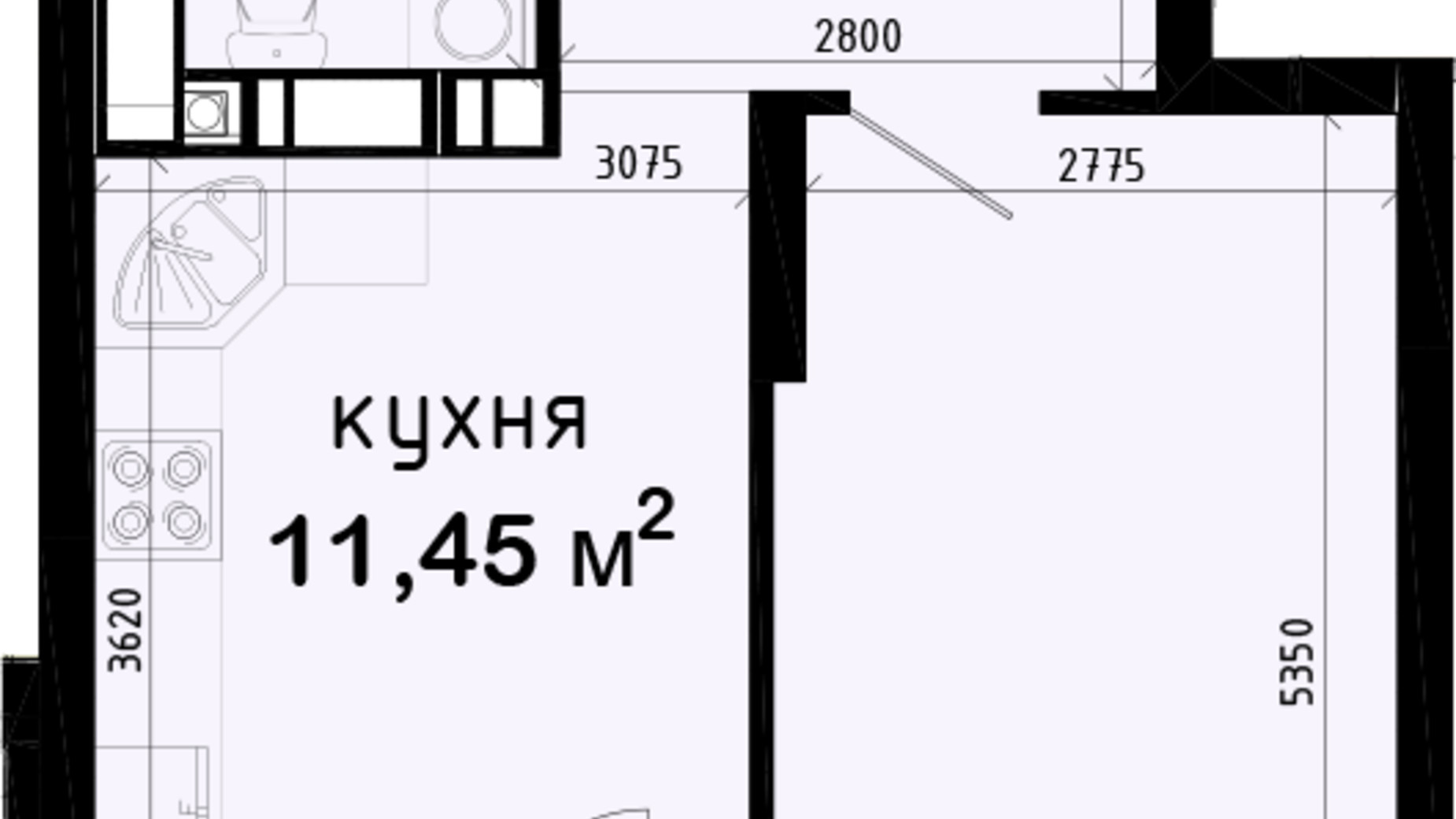 Планировка 1-комнатной квартиры в ЖК Авеню 42 38.9 м², фото 347340