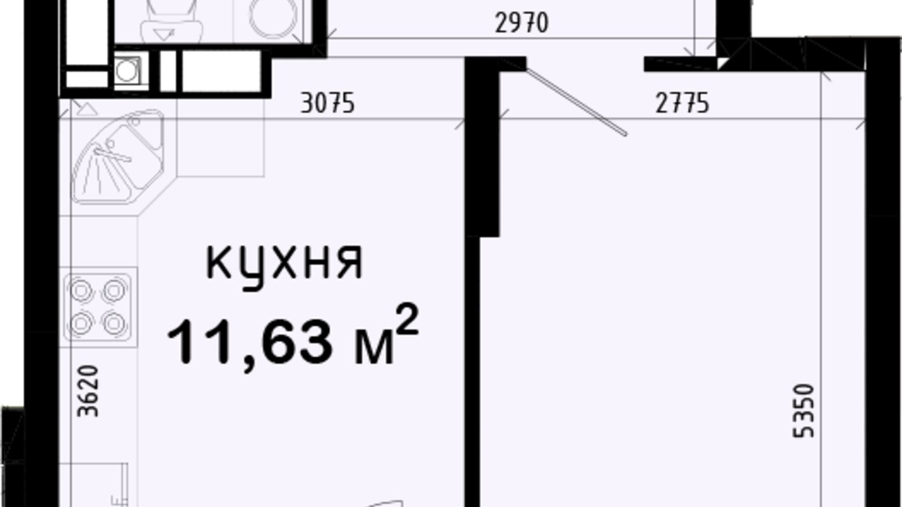 Планировка 1-комнатной квартиры в ЖК Авеню 42 39.32 м², фото 347343