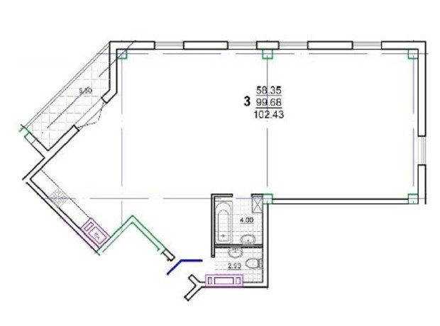 ЖК the first capital residence: планування 3-кімнатної квартири 98.82 м²