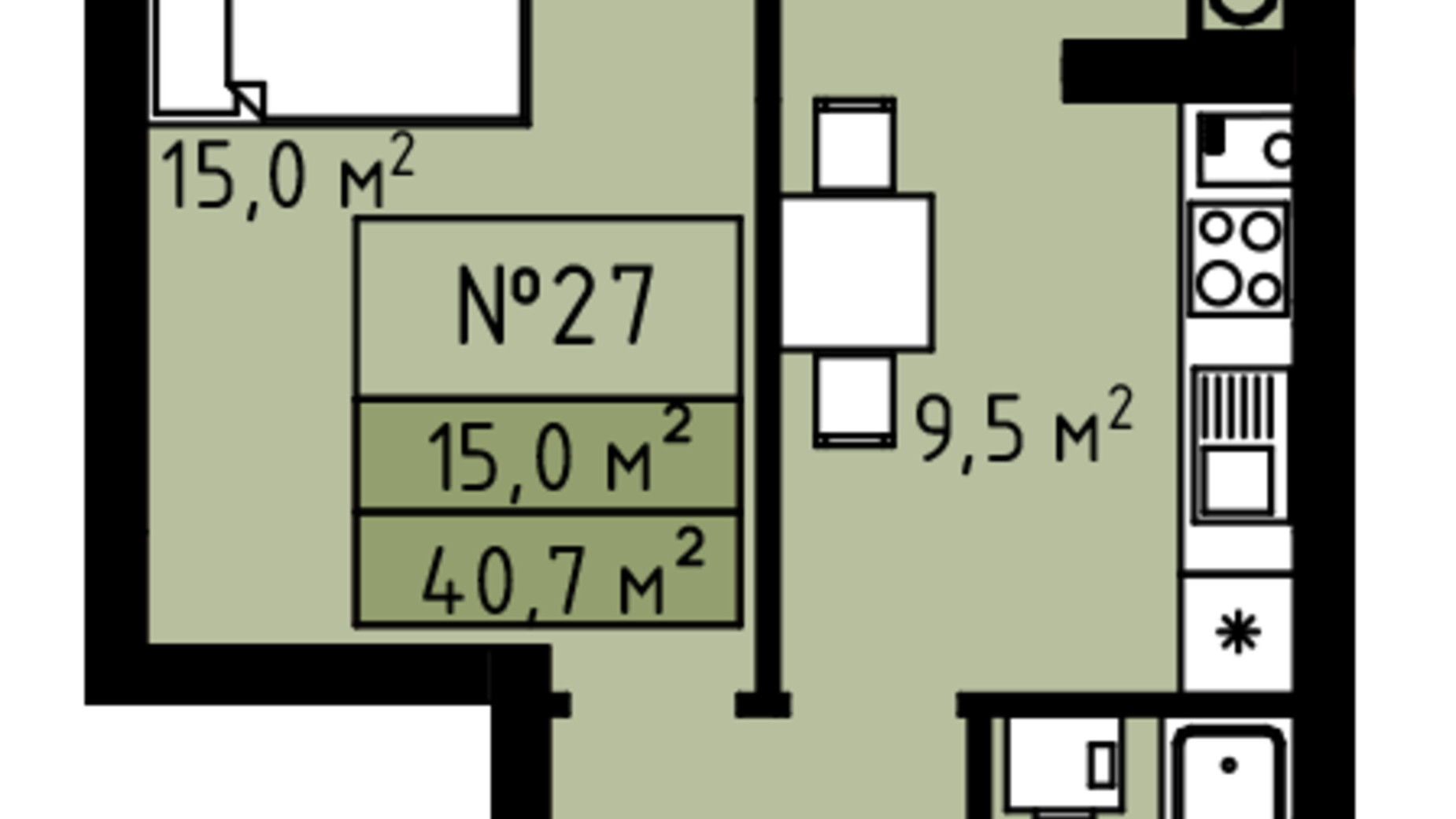 Планировка 1-комнатной квартиры в ЖК Петровские Липки 40.7 м², фото 347704