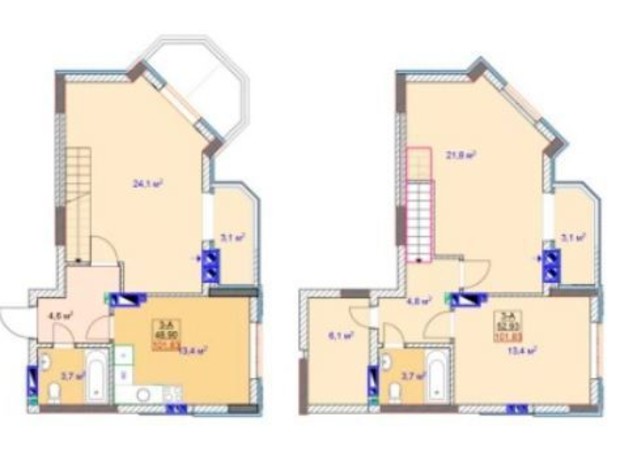 ЖК Sky: планування 3-кімнатної квартири 101.83 м²