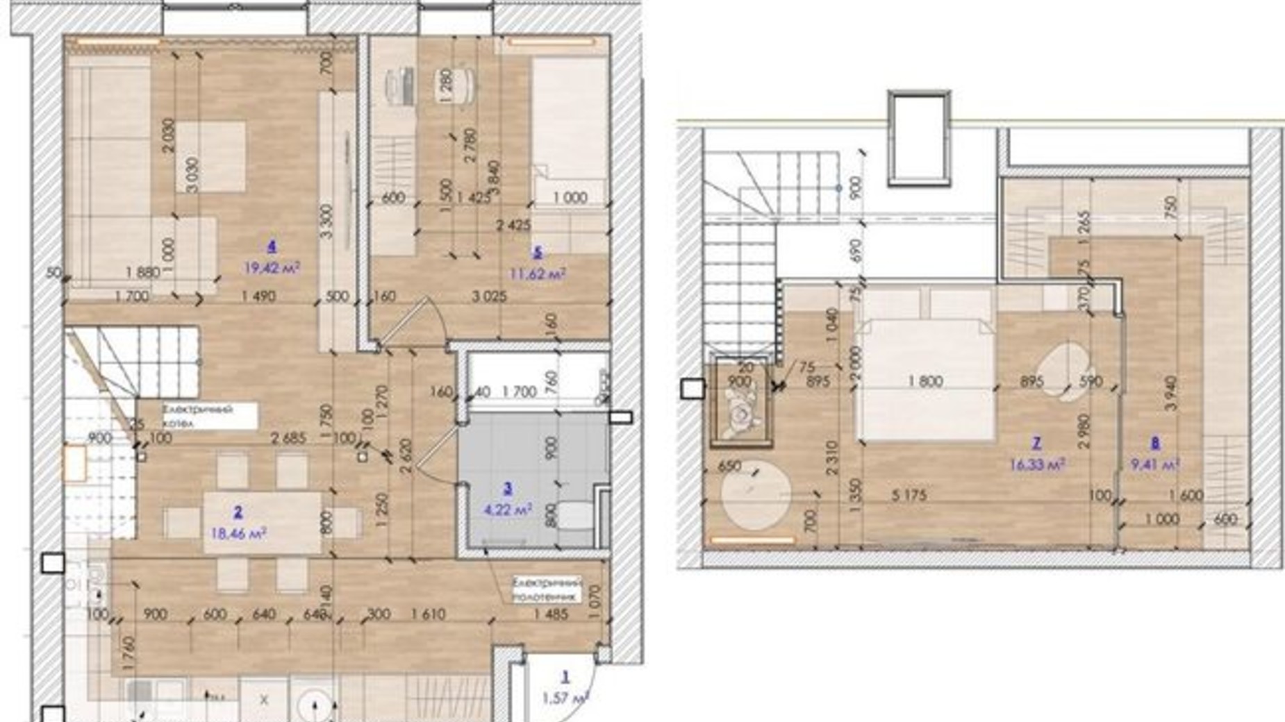 Планування 3-кімнатної квартири в КД Craft 81.03 м², фото 349177