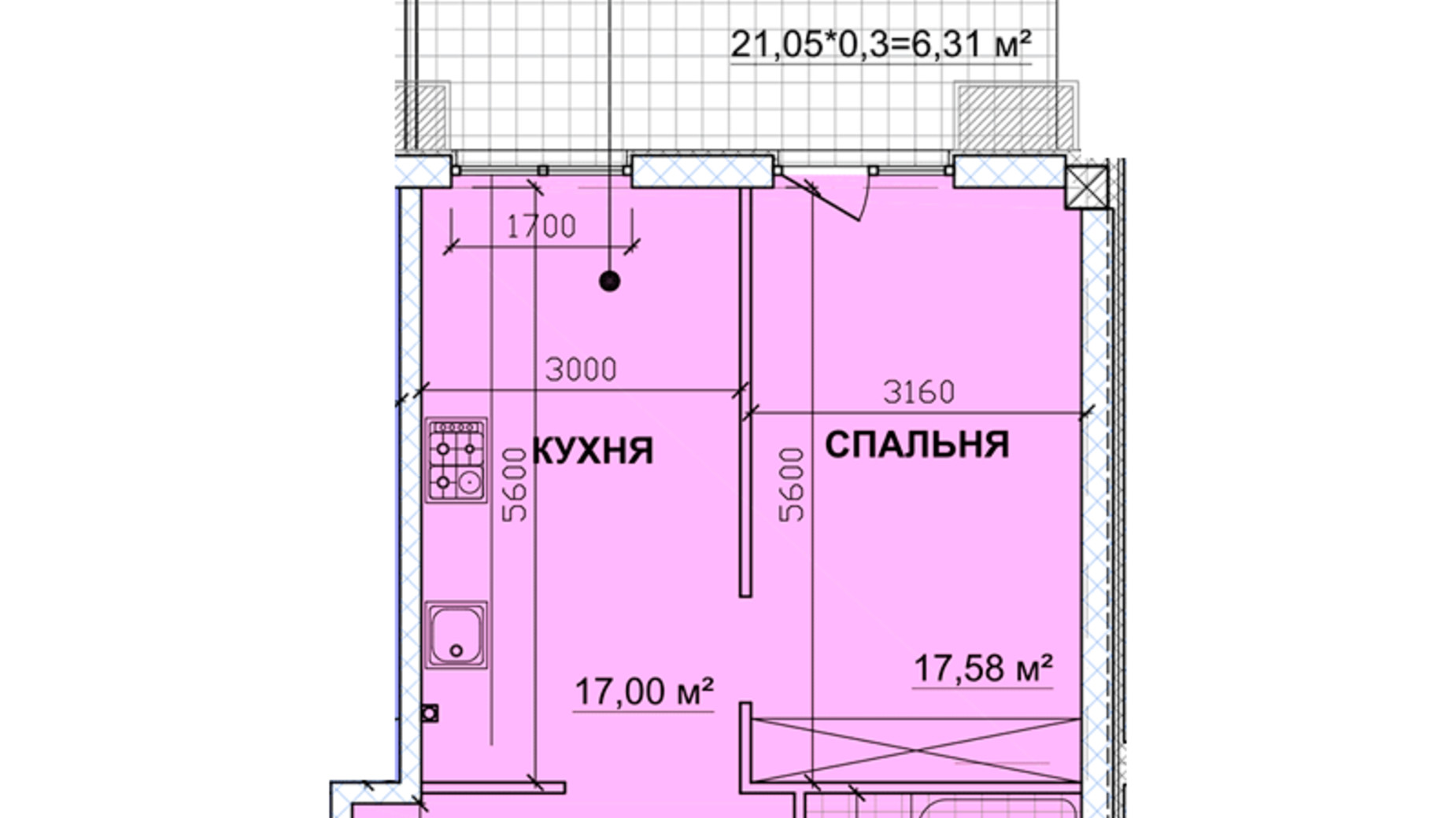 Планування 1-кімнатної квартири в ЖК Parkoviy 54.3 м², фото 349279