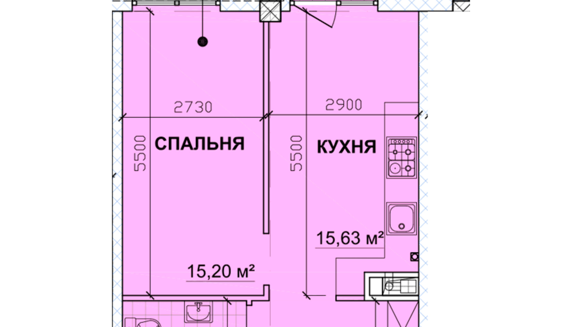 Планування 1-кімнатної квартири в ЖК Parkoviy 47.95 м², фото 349287