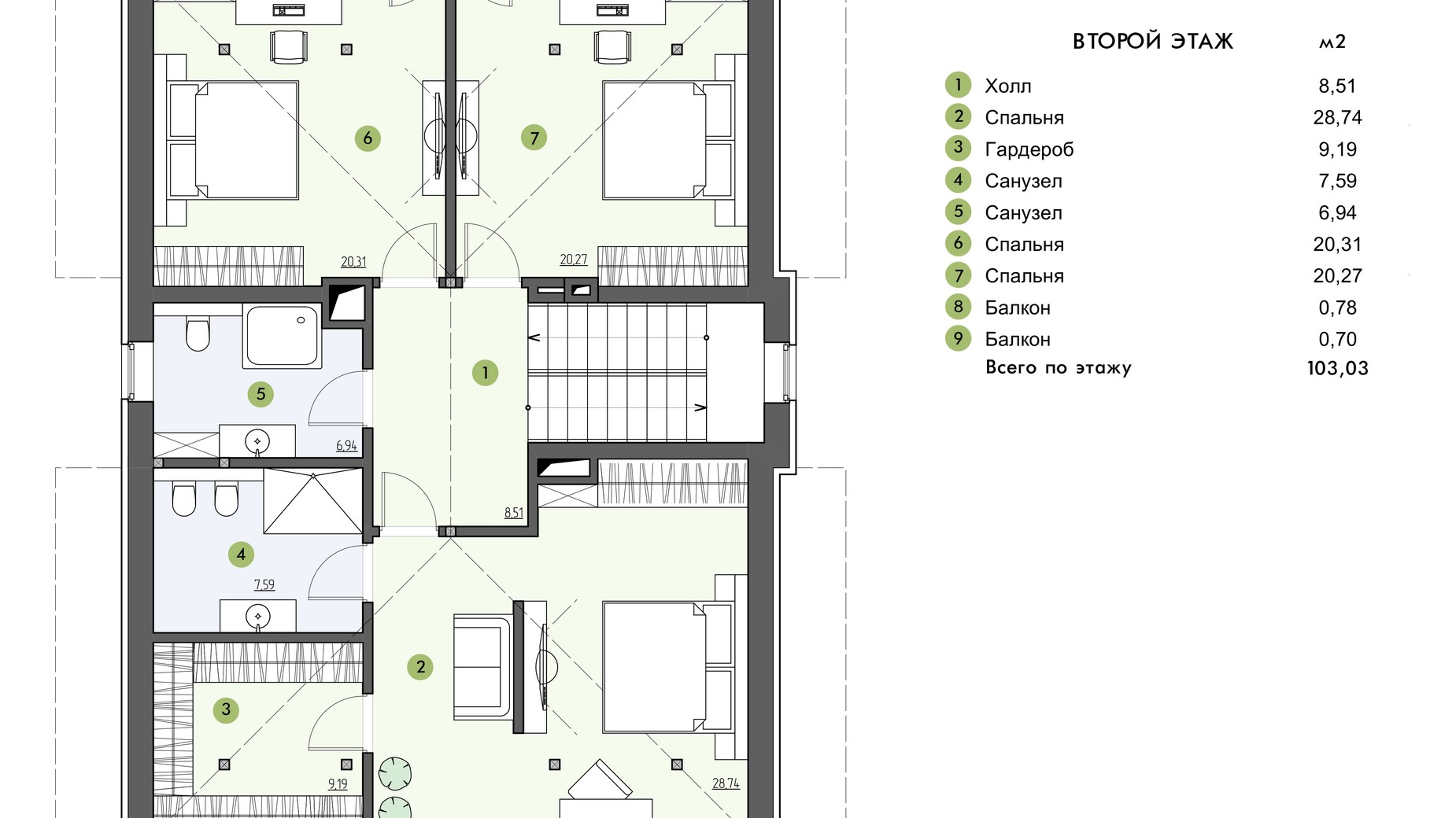 Планировка коттеджа в КГ Рославичи 210 м², фото 349828