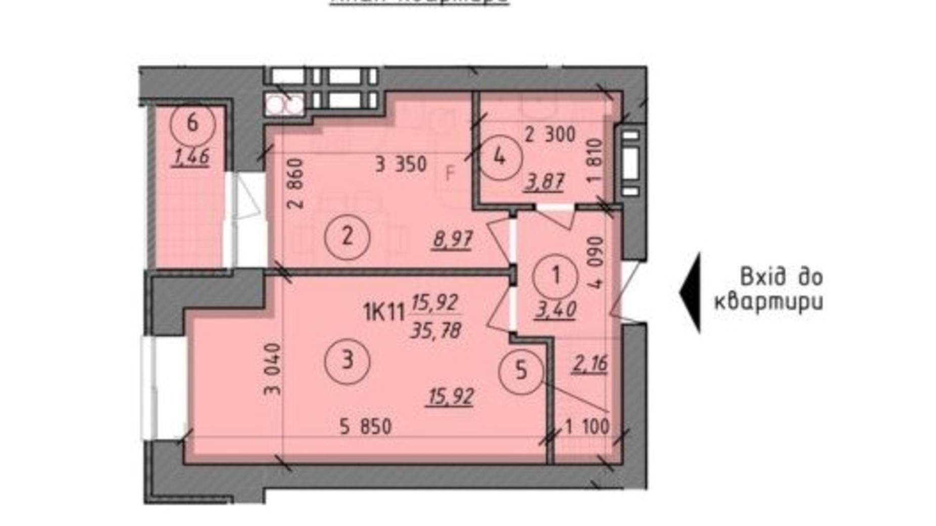 Планировка 1-комнатной квартиры в ЖК Французский Бульвар 35.78 м², фото 349843
