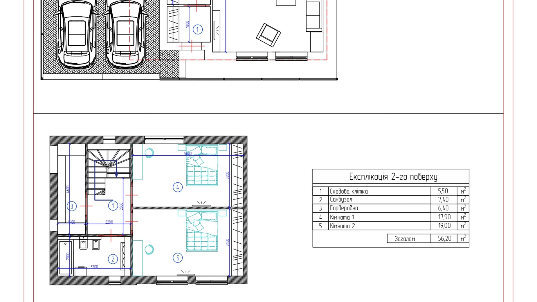 Планировка дуплекса в КГ Дубовая роща 150 м², фото 349884