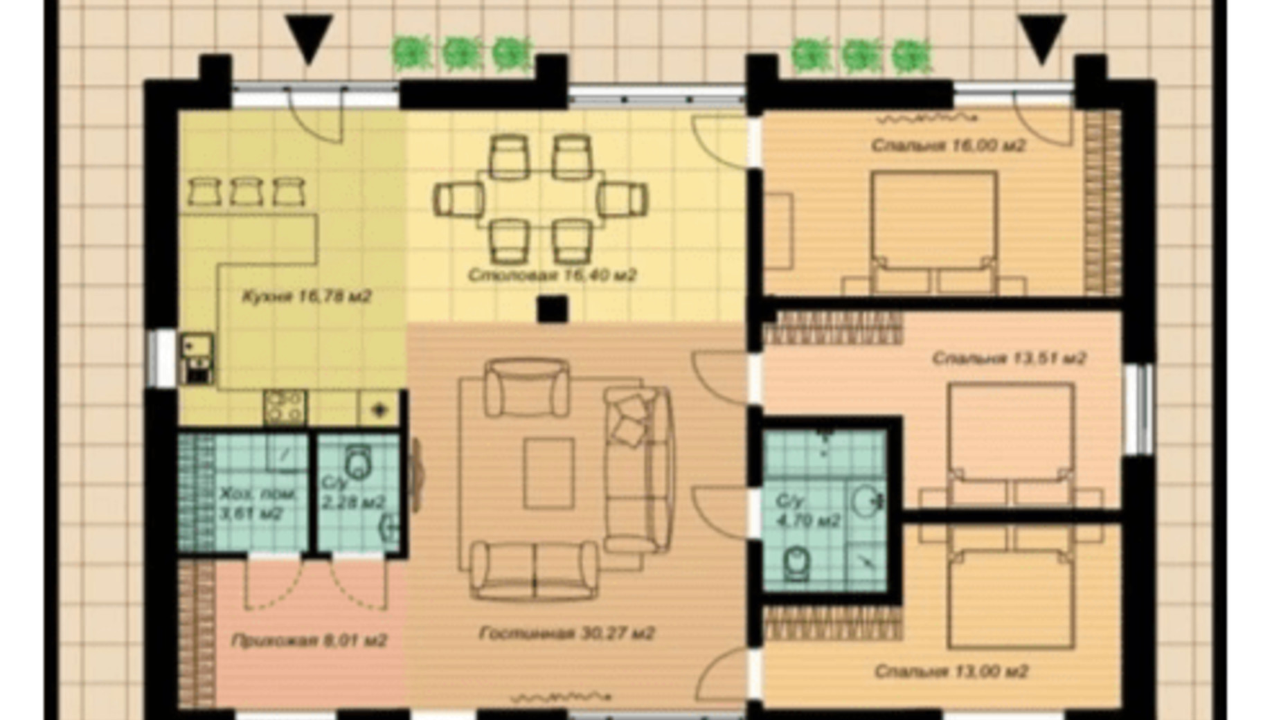 Планування котеджу в КМ Затишний 130 м², фото 350021