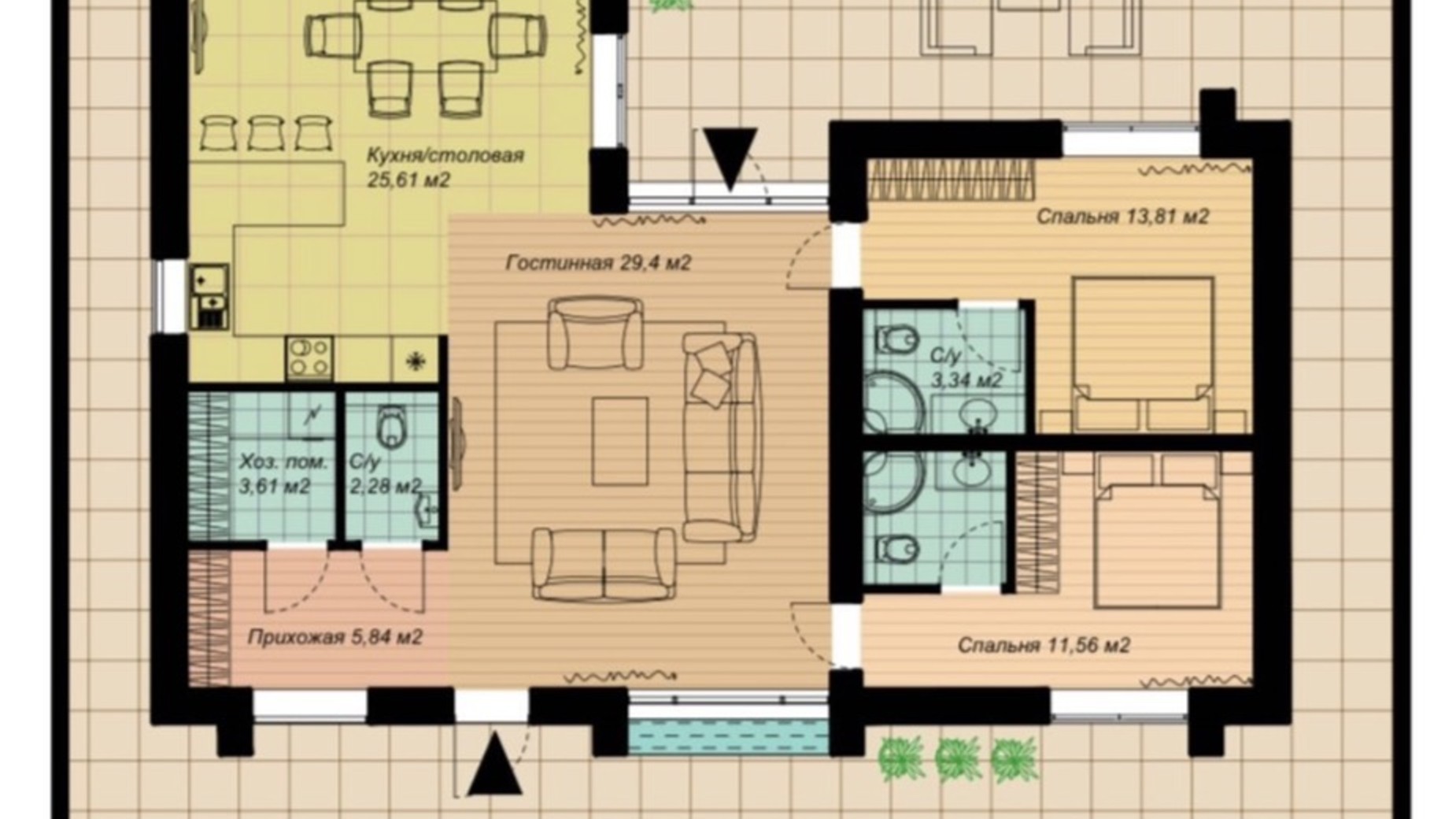 Планування котеджу в КМ Затишний 100 м², фото 350034