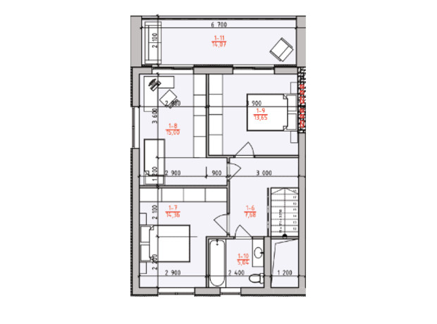 Таунхаус WhiteTown: планування 3-кімнатної квартири 116 м²