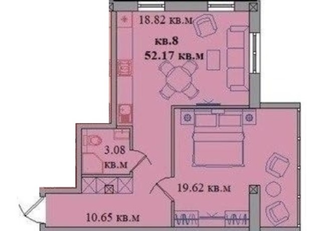 КД Crystal house: планировка 1-комнатной квартиры 56.2 м²