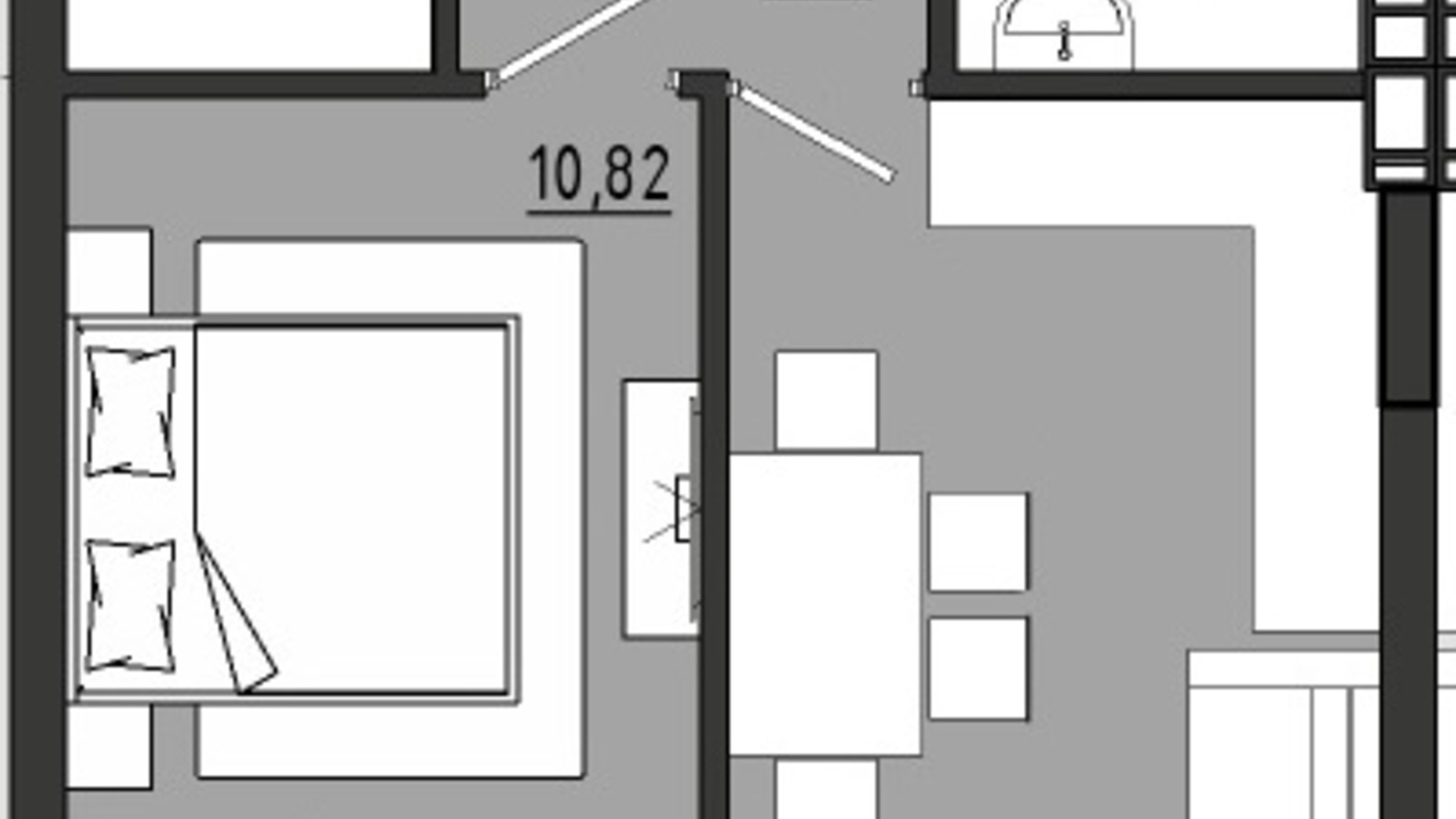 Планування 1-кімнатної квартири в ЖР Сади Рів'єри 43.77 м², фото 351771