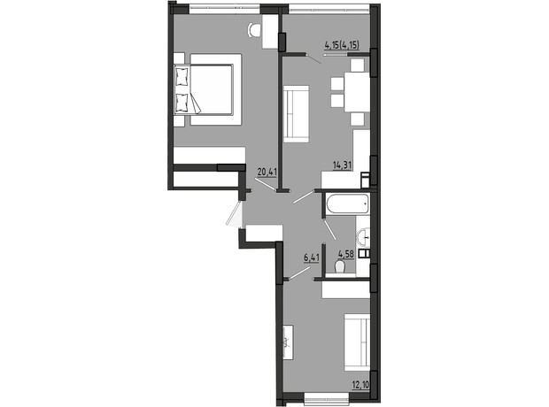 ЖР Сады Ривьеры: планировка 2-комнатной квартиры 59.08 м²