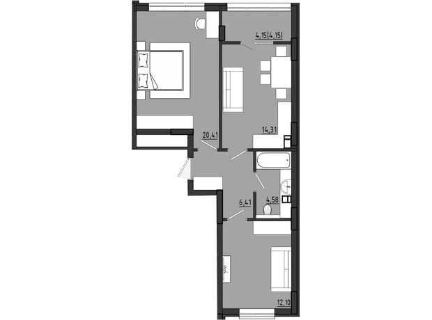 ЖР Сады Ривьеры: планировка 2-комнатной квартиры 59.27 м²