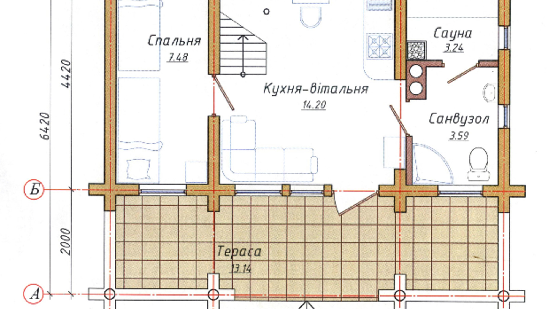 Планировка коттеджа в КГ Княжий Хутор 66 м², фото 352338