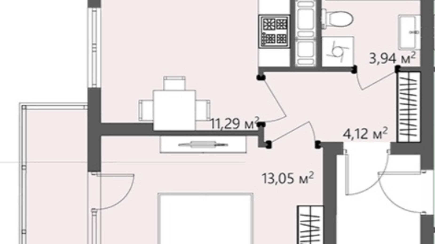 Планування 1-кімнатної квартири в ЖК Greenhouse City 36.76 м², фото 353020