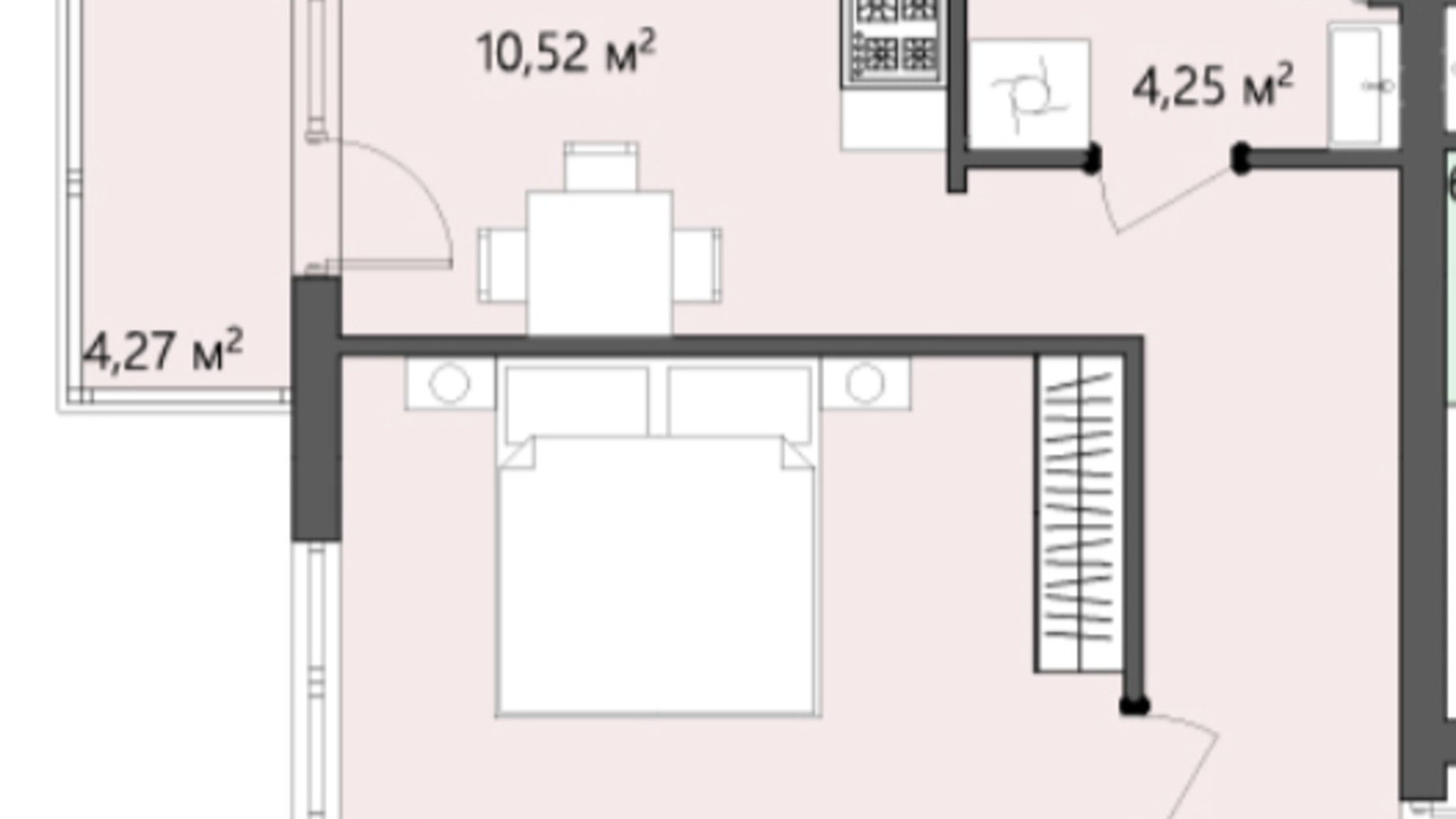 Планировка 1-комнатной квартиры в ЖК Greenhouse City 43.37 м², фото 353022