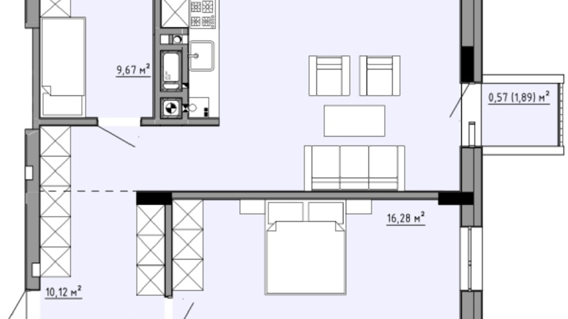 Планування 3-кімнатної квартири в ЖК Family House  92.12 м², фото 353874