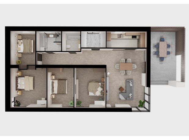 КМ Comfort City GREEN PARK: планування 4-кімнатної квартири 176 м²