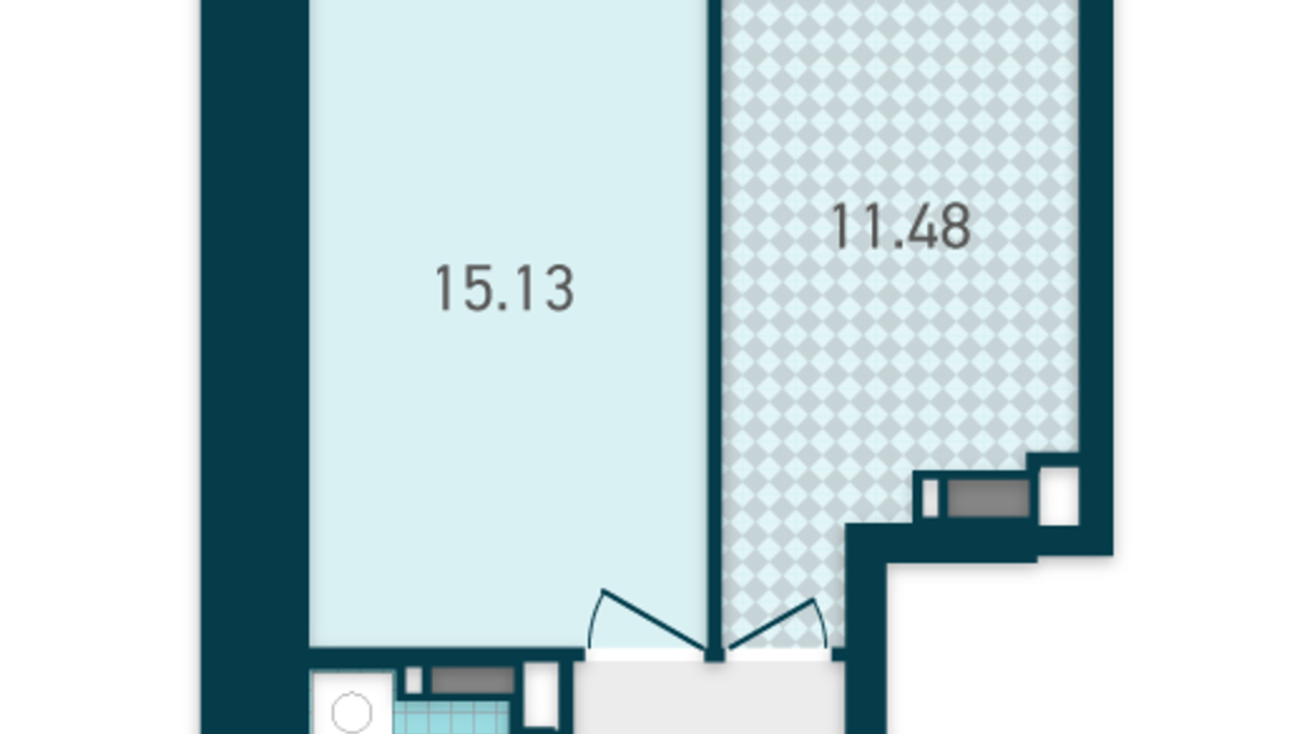 Планування 1-кімнатної квартири в ЖК Genesis 38.83 м², фото 355155