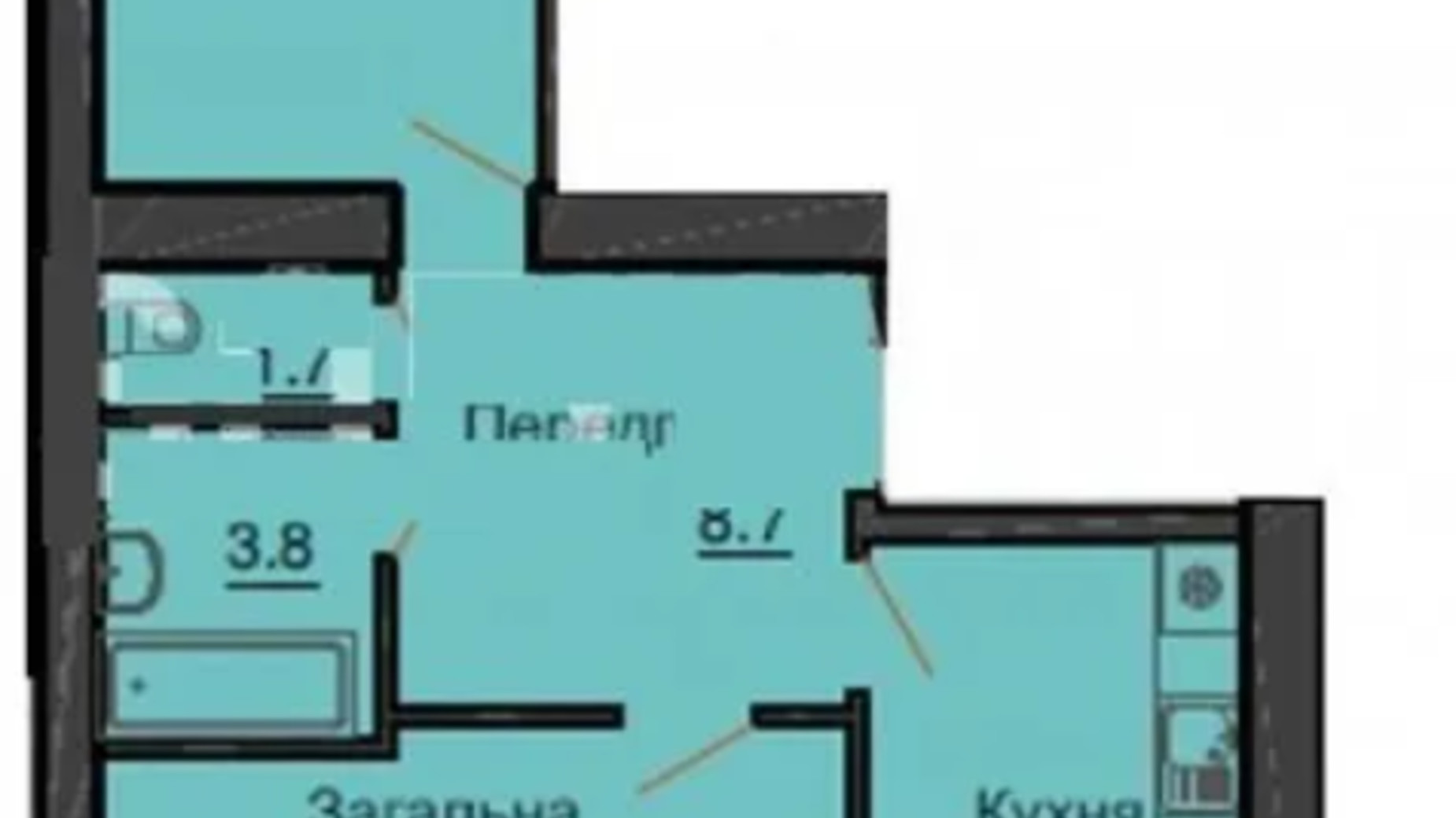 Планировка 2-комнатной квартиры в ЖК Sofia Nova 62.1 м², фото 355373