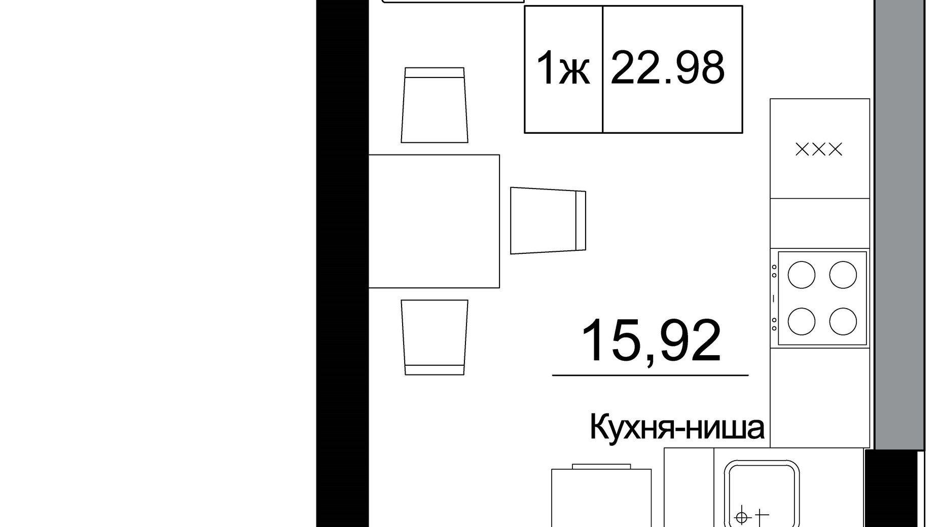 Планування смарт квартири в ЖК Artville 22.98 м², фото 355415