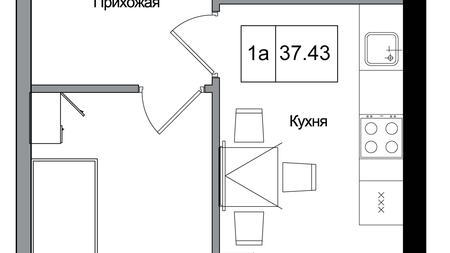 Планування 1-кімнатної квартири в ЖК Artville 37.43 м², фото 355421